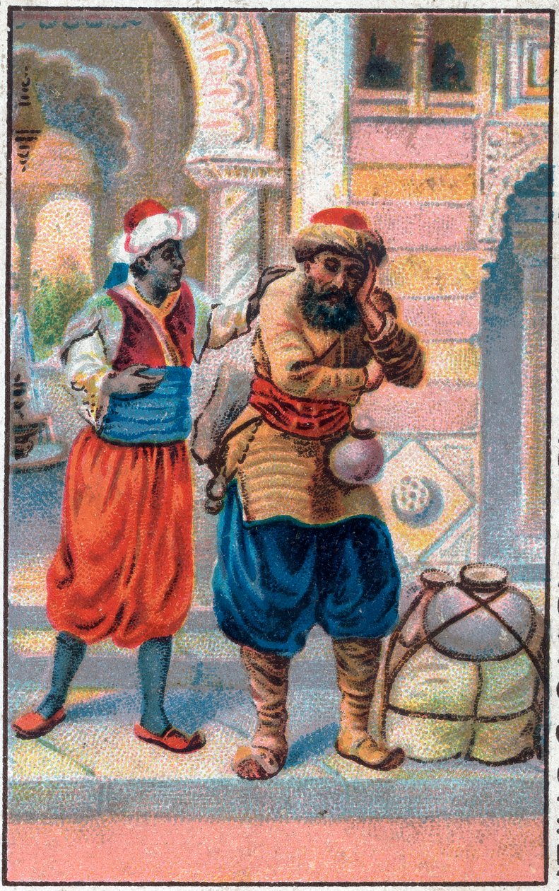 Døren faix. Sømanden Sinbads (Sindbad) vidunderlige eventyr. Populær fortælling om 1001 nætter (et tusinde og en nat). Kromolitografi i slutningen af det 19. århundrede. af Unknown artist