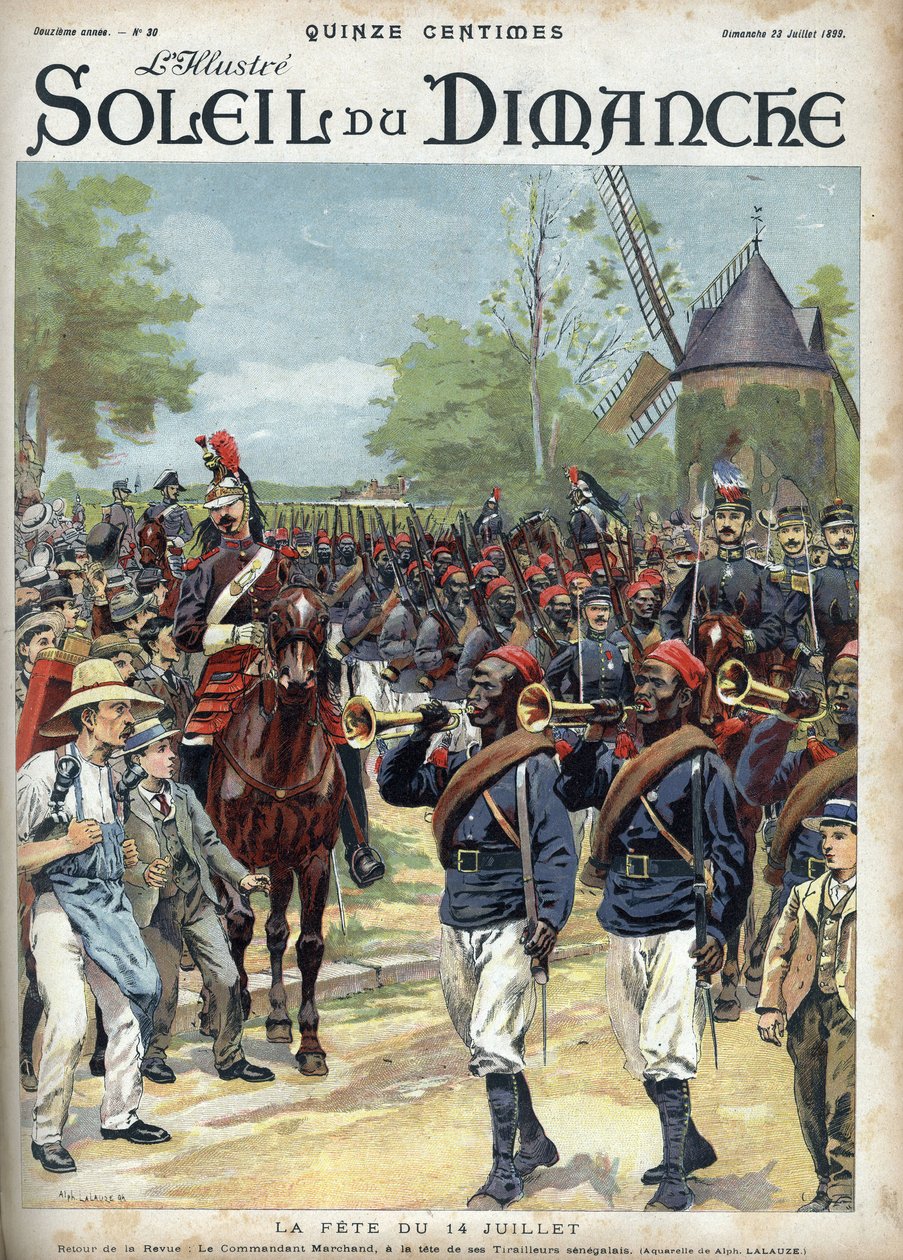 Festen den 14. juli: Kommandør Marchand har lederen af senegalesiske ryttere. Indgravering i "" Le sun-du-dimanche"", 23. juli af Unknown artist