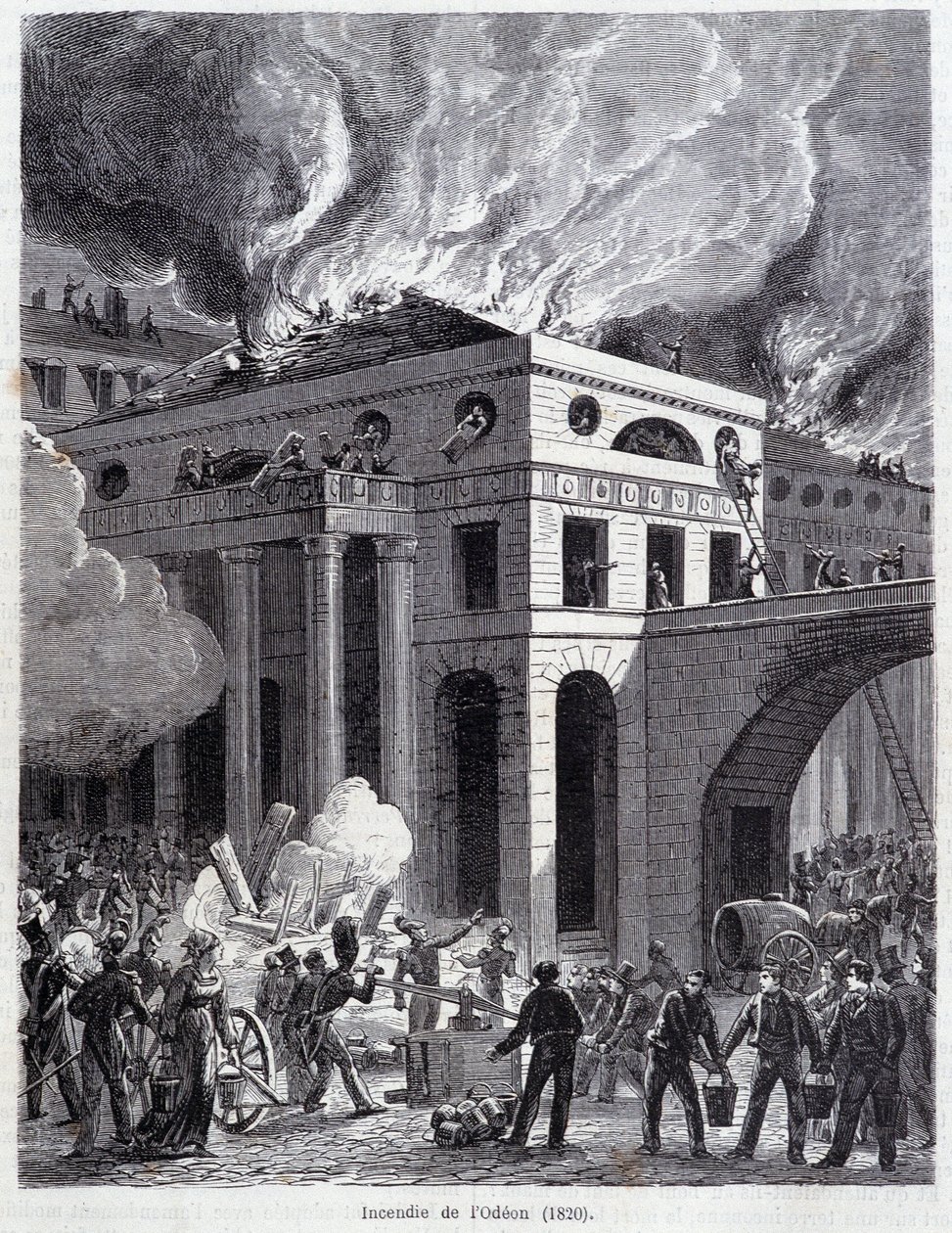 Odeons ild (1820) - gravering, slutningen af det 19. århundrede af Unknown artist