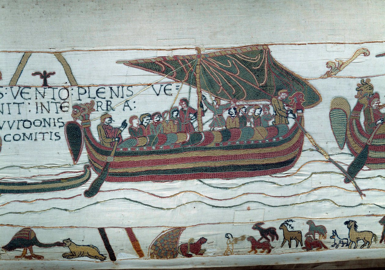 Harolds flåde, som kom for at informere hertugen af Normandiet Vilhelm Erobreren (1027-1087), at han vil blive efterfølger til Englands krone ved Edoaurd Confessors død, er fanget i den storm, der kaster den på kysterne af grev Guy de P af Unknown artist