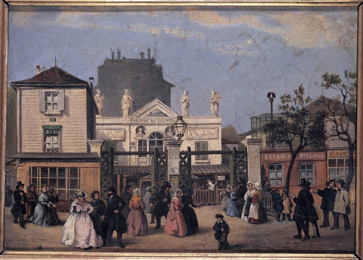 Det tidligere teater Bobino (eller Luxembourg), v.1840 - anonymt maleri, Musee Carnavalet af Unknown artist