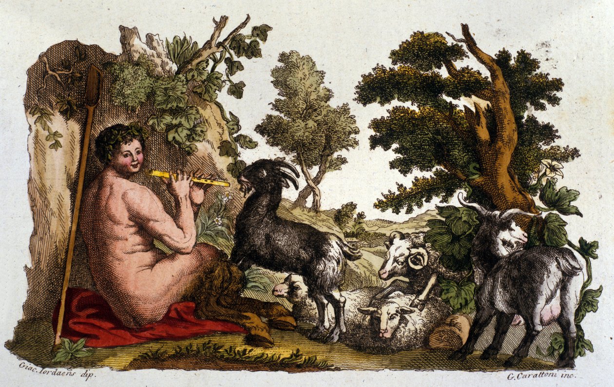 Guden Pan. Gravering fra "" Dizionario mitologico""" 1800-tallet af Unknown artist