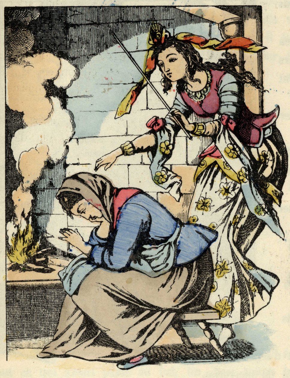 Det gode gebyr af Askepot og Askepot. Illustration af Charles Perraults fortælling "Askepot eller La petite slipper de verre" af Unknown artist