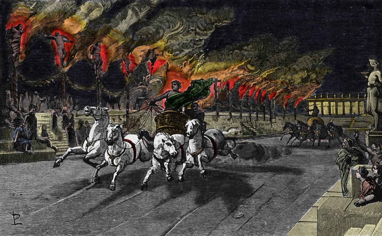 Den menneskelige fakkel fra Neron (37-68) i cirkus. af Unknown artist