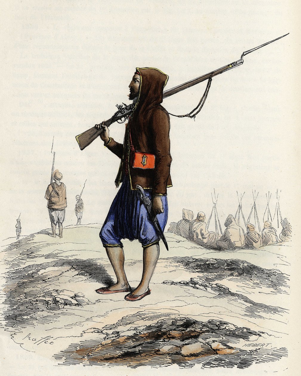 Emir Abd-el-Kaders infanteri, der gjorde modstand mod den franske hær under Algier-ekspeditionen i 1830. I "" L