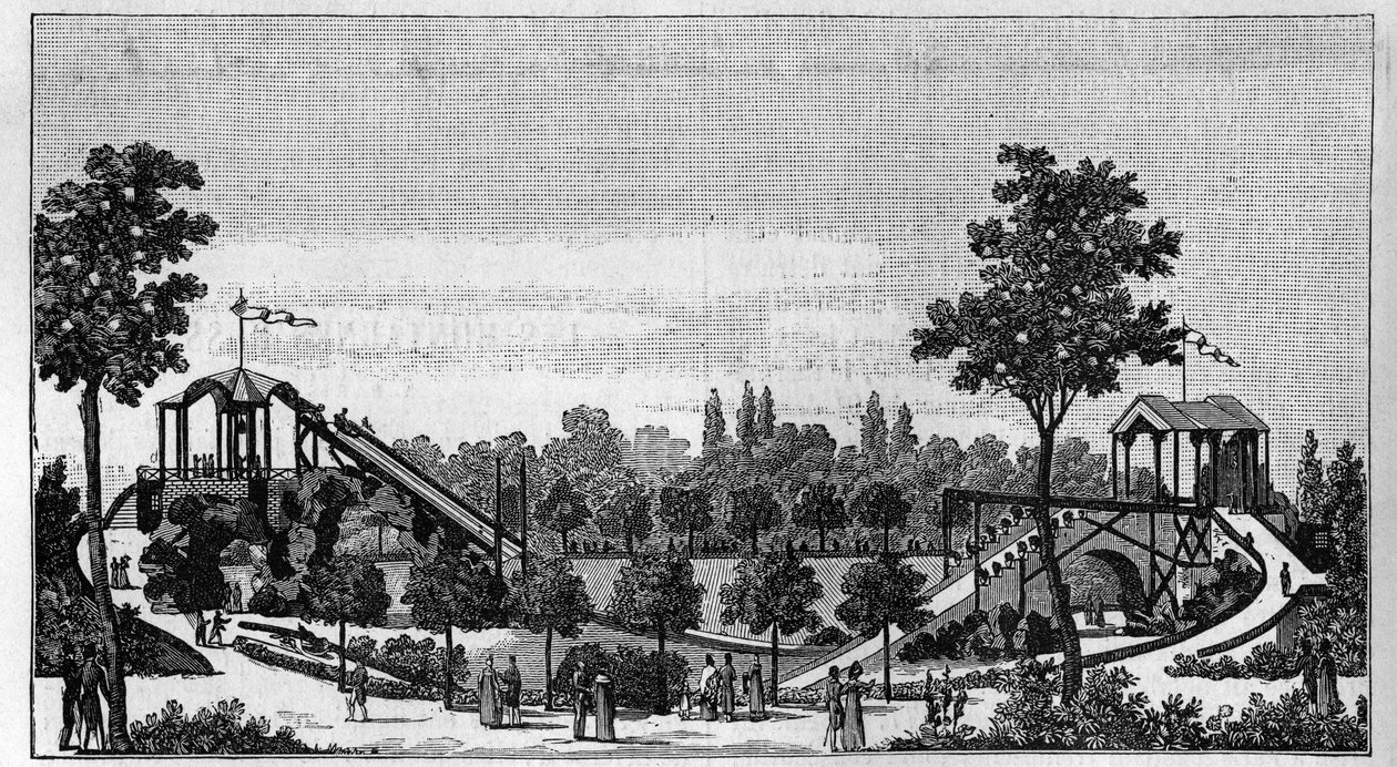 Springet fra Niagara til Ruggieri Garden, rue Saint-Lazare i Paris omkring 1824.i "" La Nature. Gennemgang af videnskaber og deres anvendelser til kunst og industri." 1888 af Unknown artist