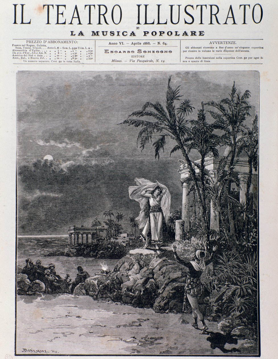 Den sidste scene af Perlefiskerne, akt I, opera af Georges Bizet af Unknown artist