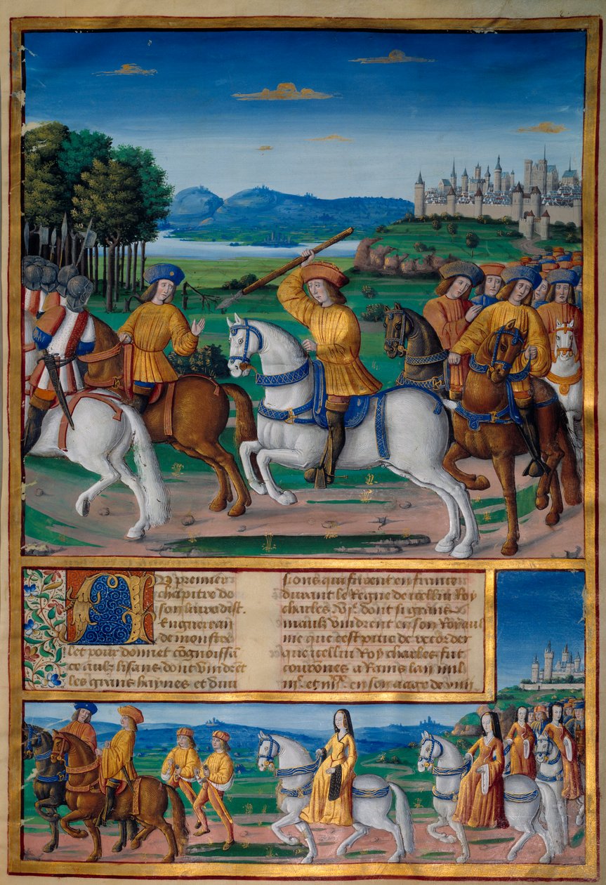 Karl VIs galskab (1368 - 1422). Den 5. august 1392 begyndte han i skoven Le Mans at opleve rasende vanvids angreb: Han skreg på forræderi angreb sin egen troppe og dræbte fire mennesker. Chronicles of Enguerrand de Monstrelet (v. 1400 af Unknown artist