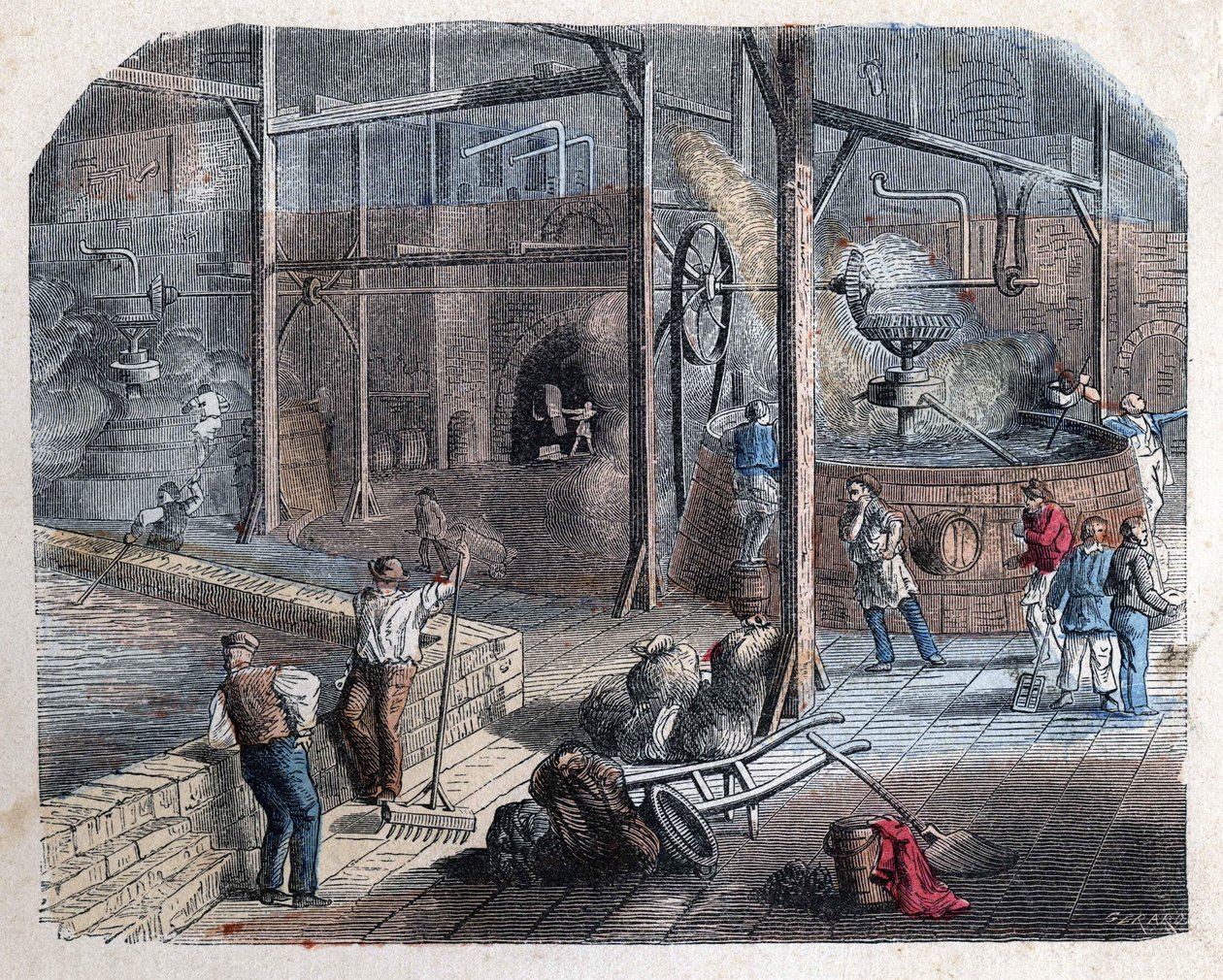 Fremstilling af øl. 1800-tals illustration. Bianchetti samling. af Unknown artist