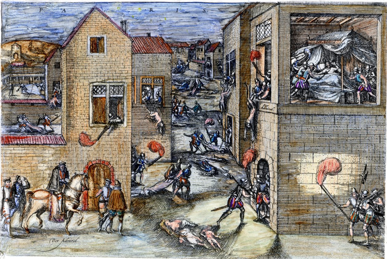 Massakren på Saint Barthelemy (1572). indgravering af det 17. århundrede. af Unknown artist