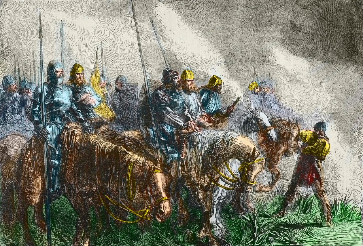 Morgenen for slaget ved Agincourt - 100 års krig: Slaget ved Azincourt (Pas-de-Calais) den 25. oktober 1415 - Før slaget ved Azincourt - af Unknown artist