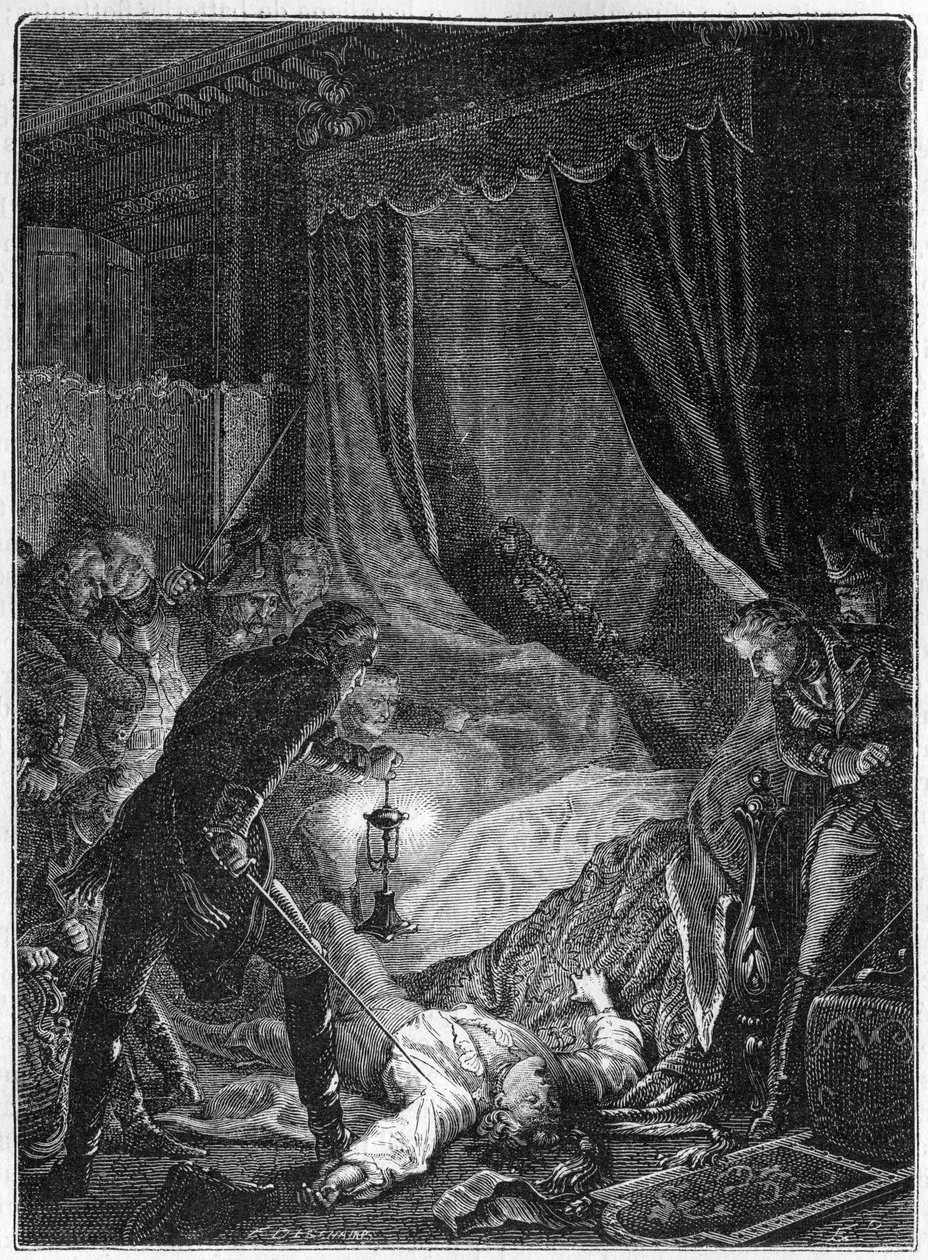Mordet på zar Paul I af Rusland, marts 1801 - Illustration 1882-1884 - Mordet på Paul I Petrovich (1754-1801), russisk zar, på hans værelse i Saint Michael