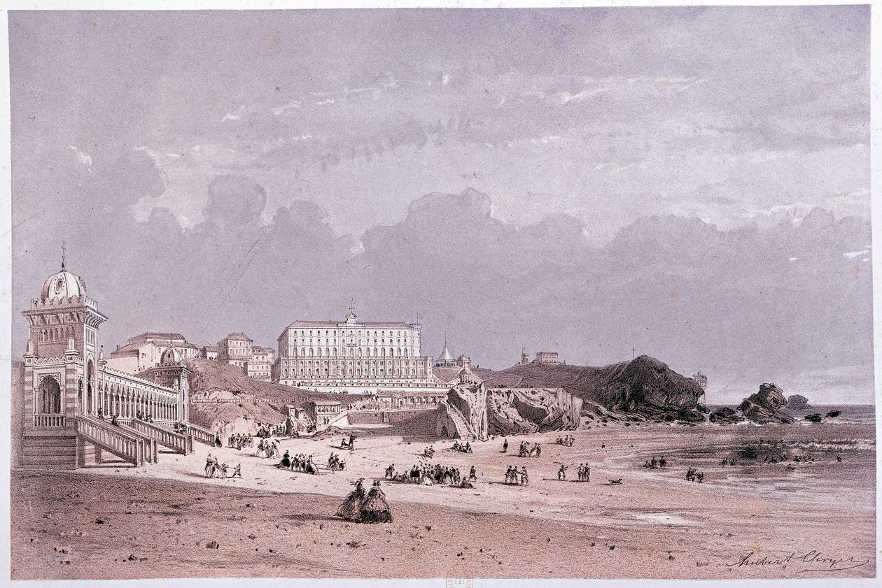 De nye bade i cote des fools og kasinoet i Biarritz, sd. 19. århundrede af Unknown artist