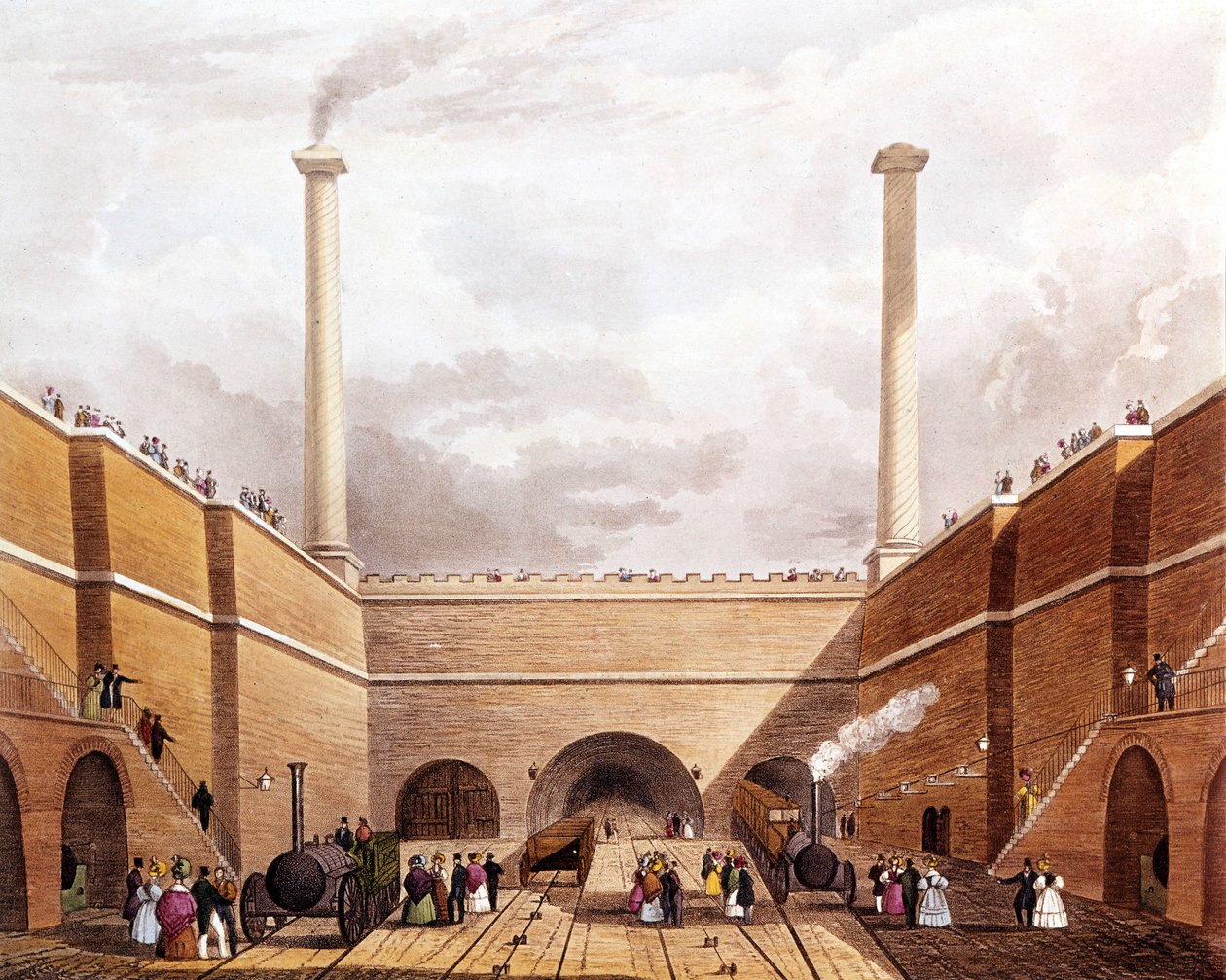 Den nye jernbanelinje mellem Manchester og Liverpool. Indvielse. Liverpool og Manchester Railway af Unknown artist