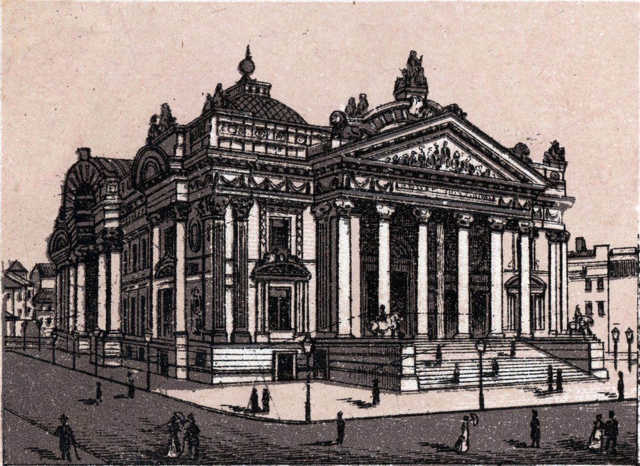 Den nye børs i Bruxelles i Belgien i "Verden illustrerer 168 visninger"" Udateret (slutningen af 1800-tallet) af Unknown artist