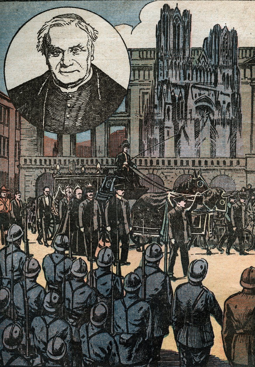 Begravelserne af kardinal Lucon (1842-1930), ærkebiskop af Reims, fejret i katedralen Notre Dame de Reims (Marne) - Begravelserne af kardinal Louis Joseph Lucon (1842-1930), ærkebiskop af Reims, fejret i katedralen Notre Dame (Notre-Dame) i Reims af Unknown Artist