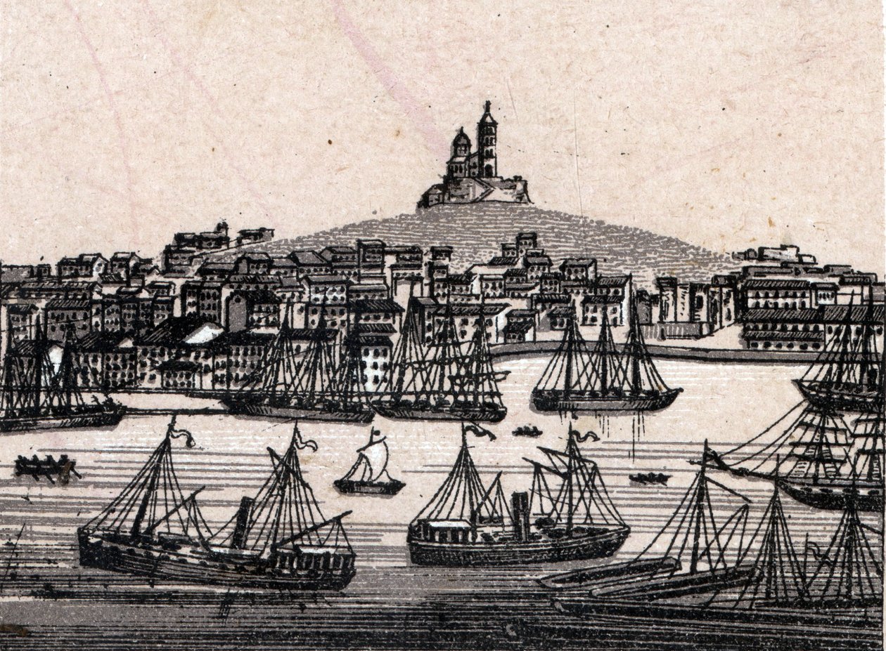 Den gamle havn i Marseille i "Verden illustrerer 168 udsigter"" Udateret (slutningen af det 19. århundrede) af Unknown artist