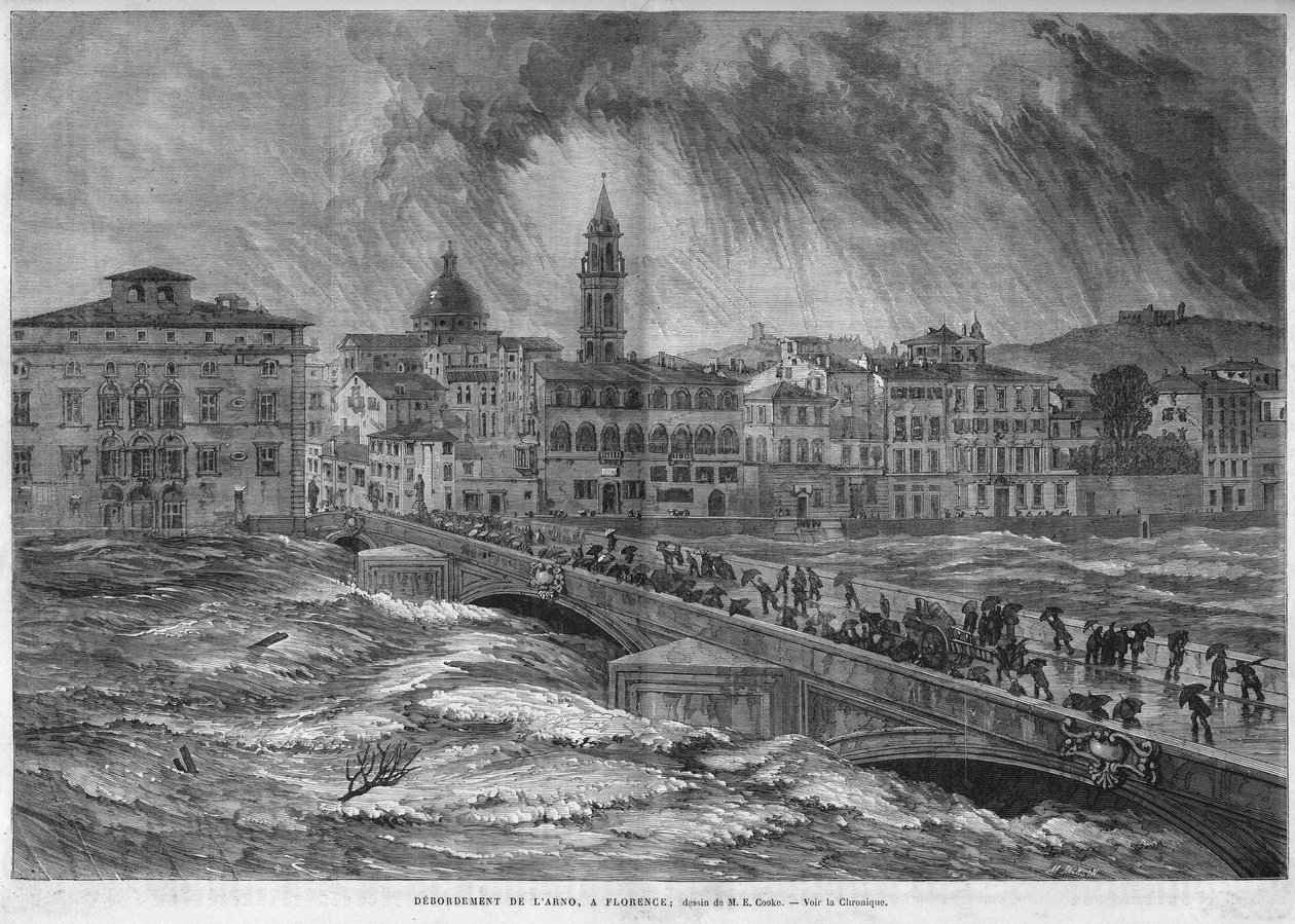 Overløbet af Arno til Firenze i 1868. af Unknown artist