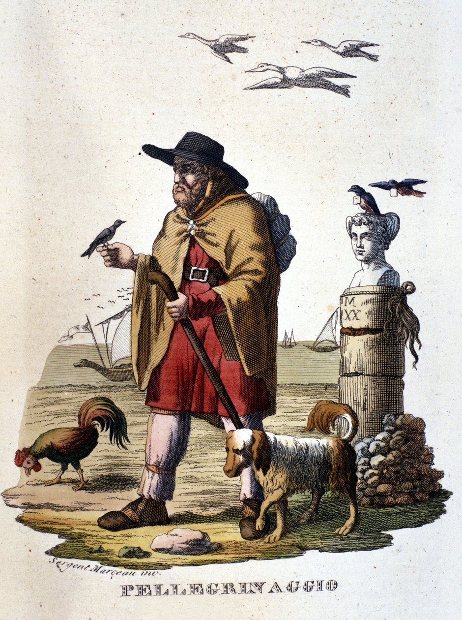 Pilgrimsfærden: en pilgrimsrejse på vejen til Santiago de Compostela. af Unknown artist