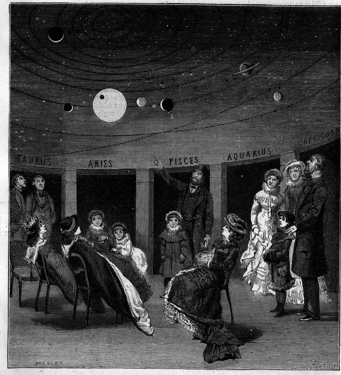 Planeten af ​​N. Perini, italiensk astronom. Indgravering i "La Nature: gennemgang af videnskaberne og deres anvendelser på kunst og industri"" af 12. juni 1880. af Unknown artist