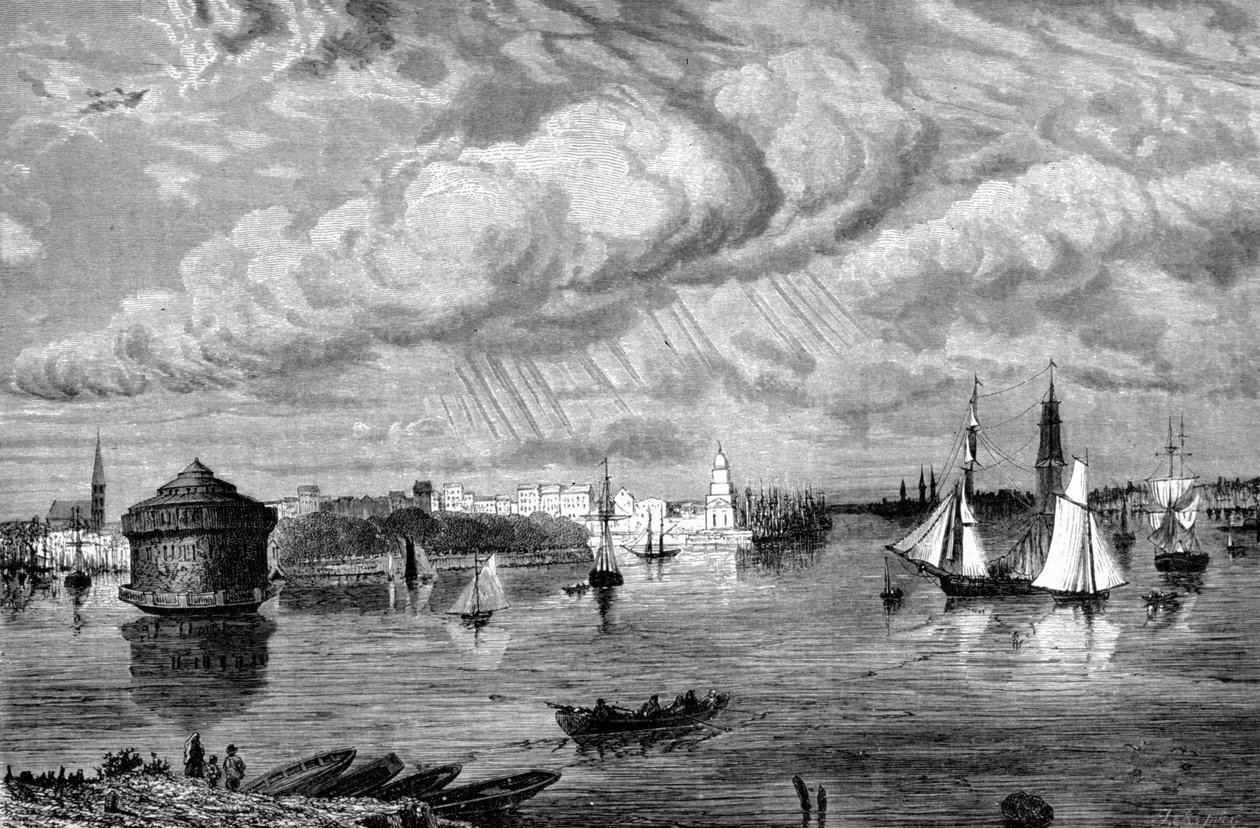 Havnen i New York omkring 1860. af Unknown artist