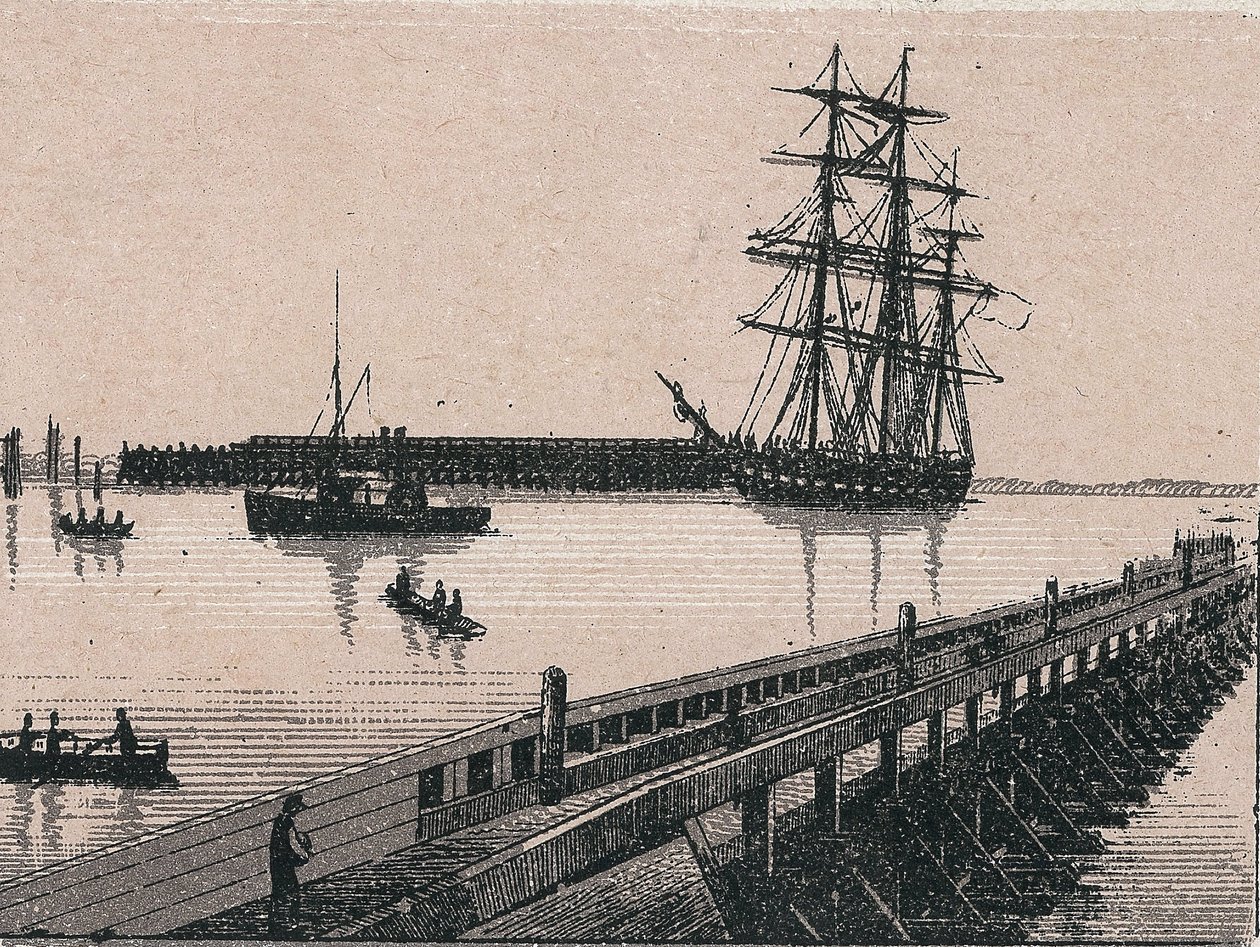 Havnen i byen Calais i "" Verden illustrerer 168 udsigter"" Udateret (slutningen af det 19. århundrede) af Unknown artist