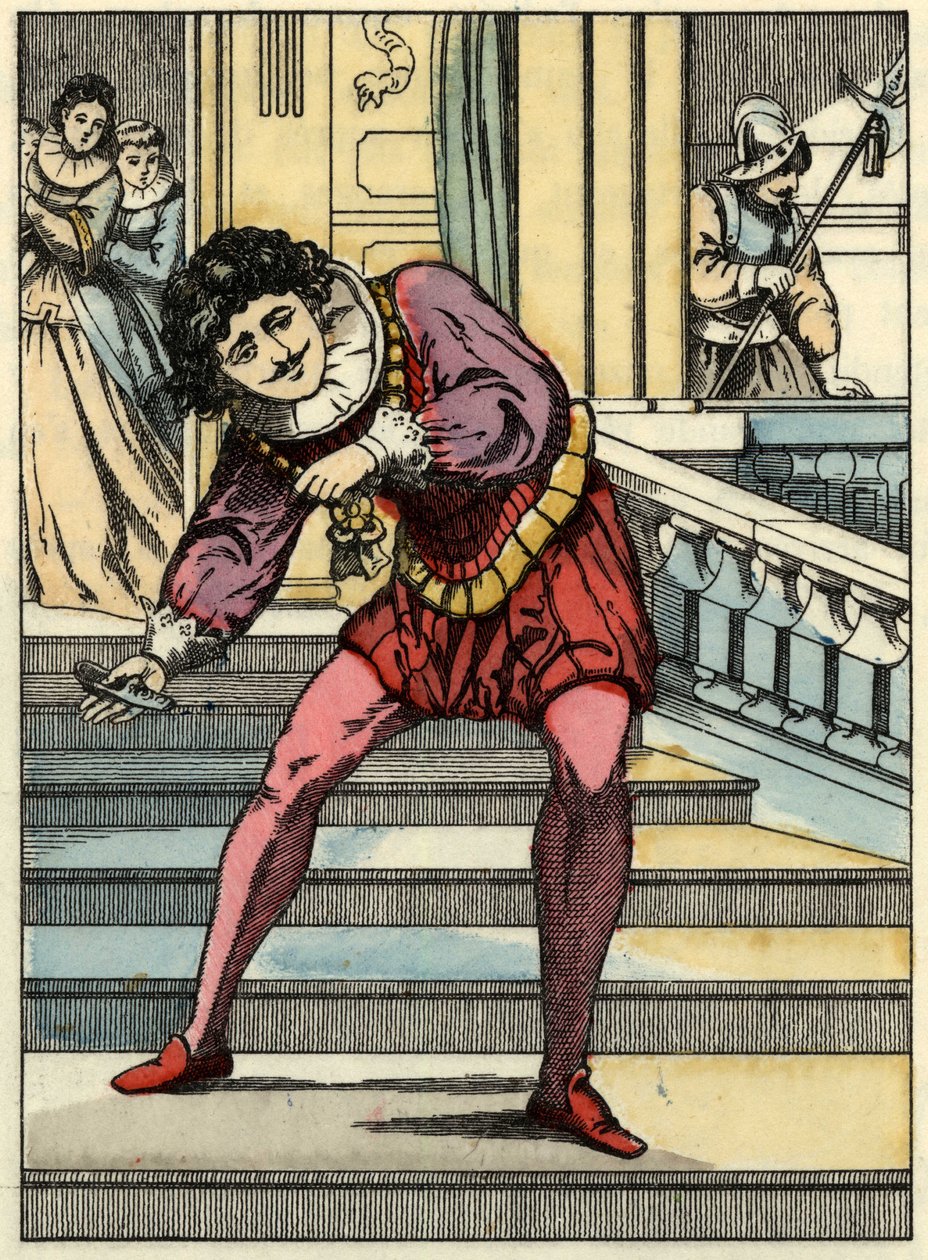 Prinsen henter glasskoen fra Askepot. Illustration af Charles Perraults fortælling "Askepot eller La petite slipper de verre" af Unknown artist