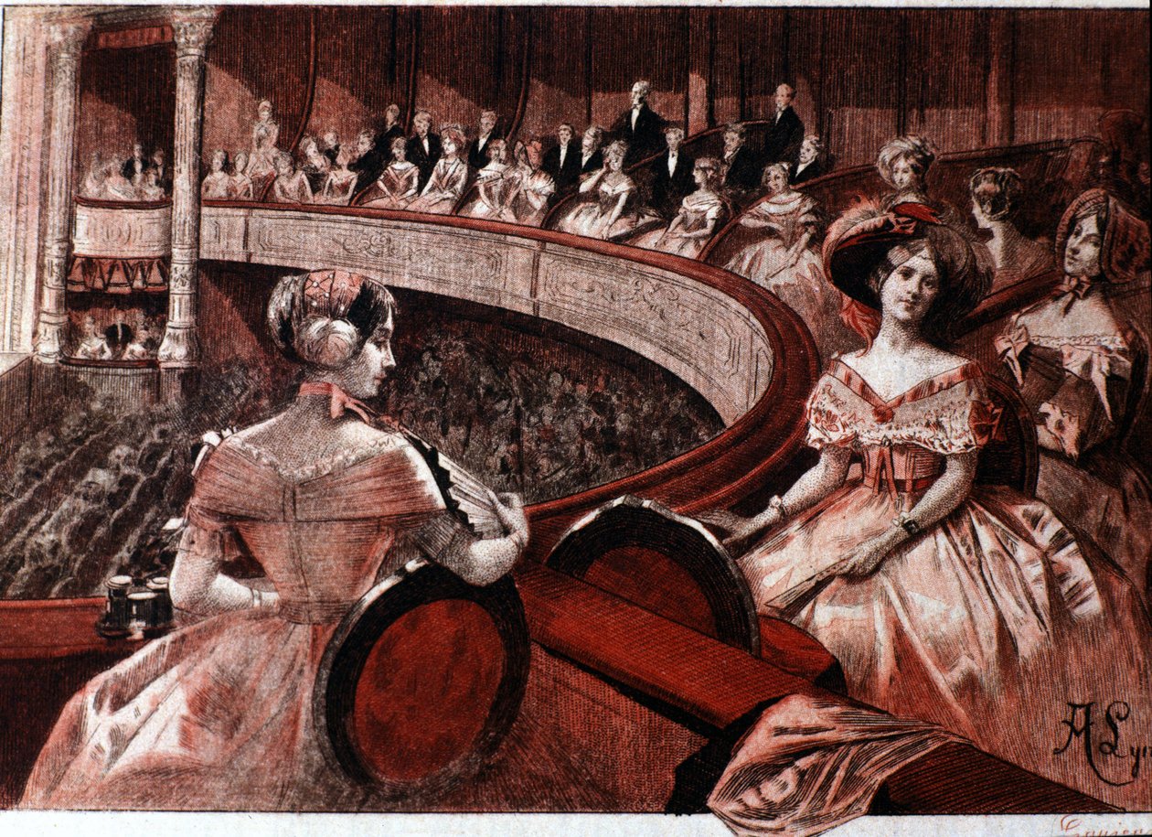 Offentligheden på en balkon på teatret. af Unknown artist