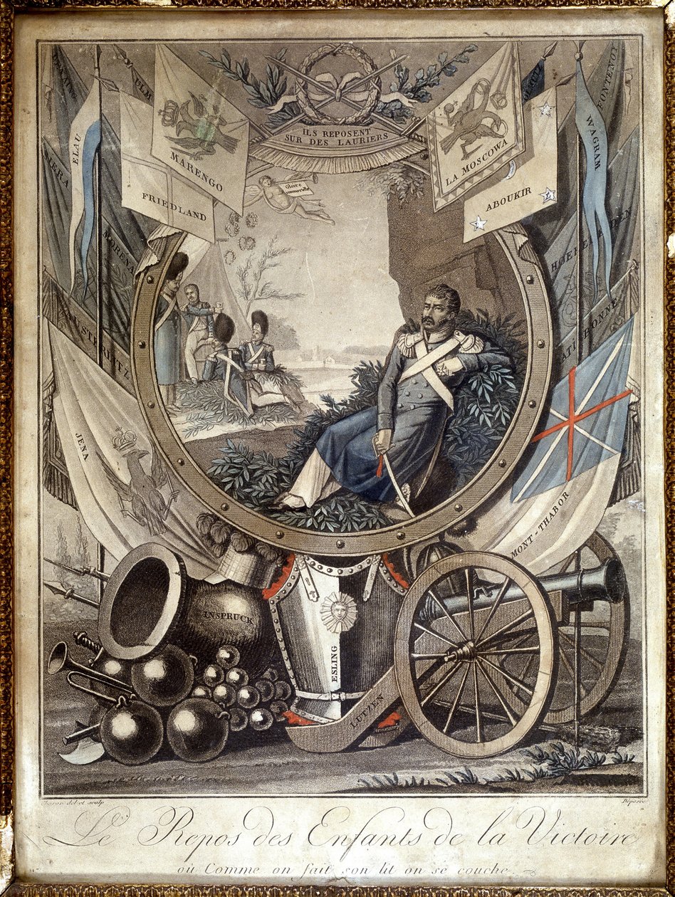Resten af sejrens børn: allegori om soldaterne fra Napoleonskrigen. n.d. 1800-tallet. af Unknown artist