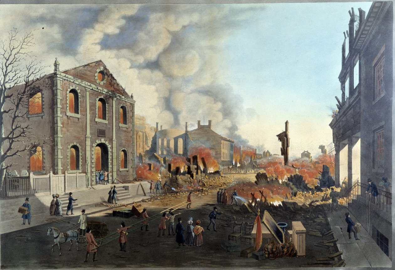 Ruinerne efter den store New York-brand den 16.-17. december af Unknown artist
