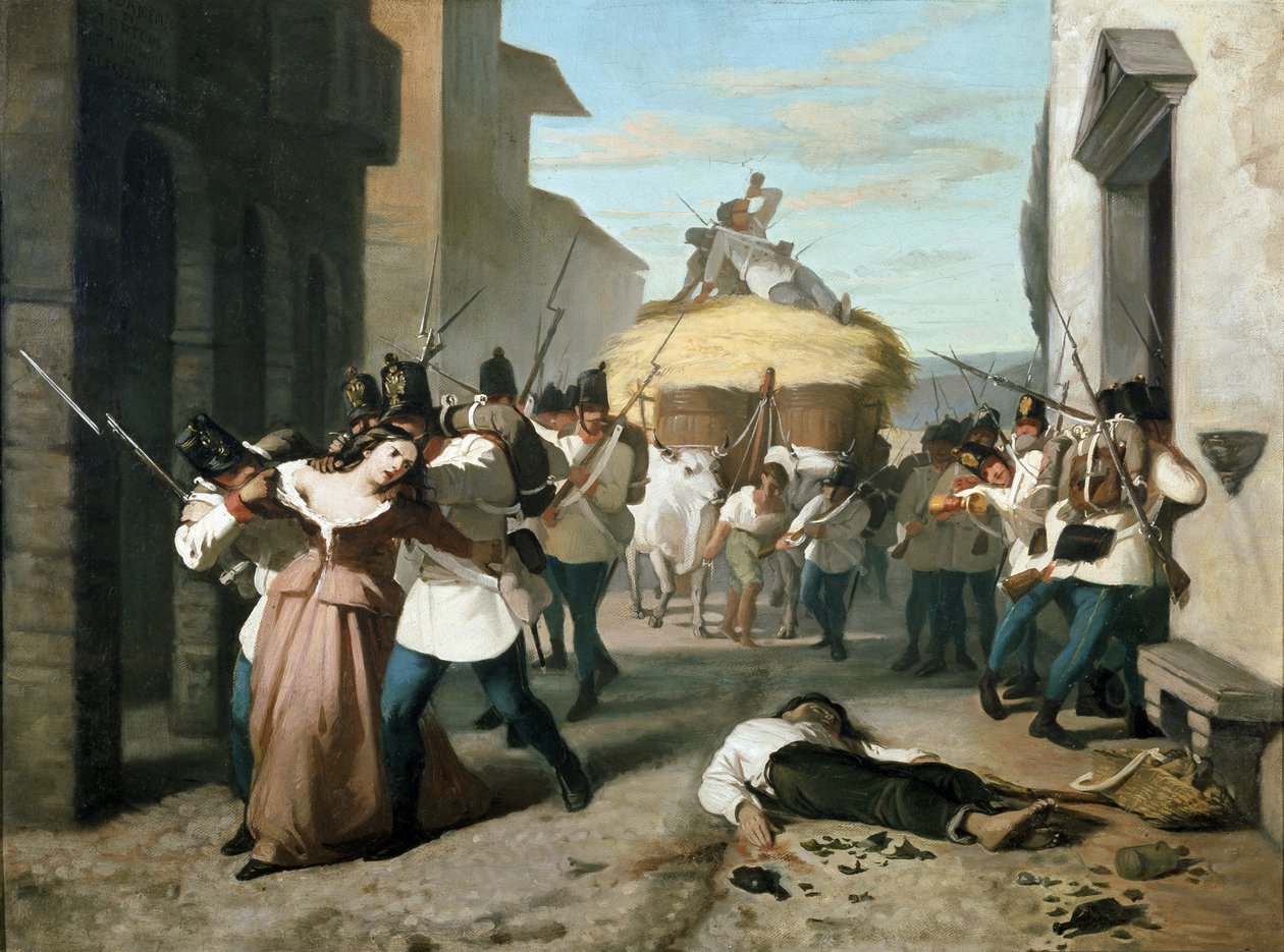 Den fransk-piemontesiske hærs plyndring af Tortona (maleri) af Unknown Artist