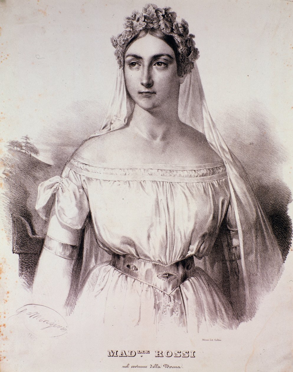 Sangerinden Mademoiselle Rossi i operaen La Norma af Unknown artist
