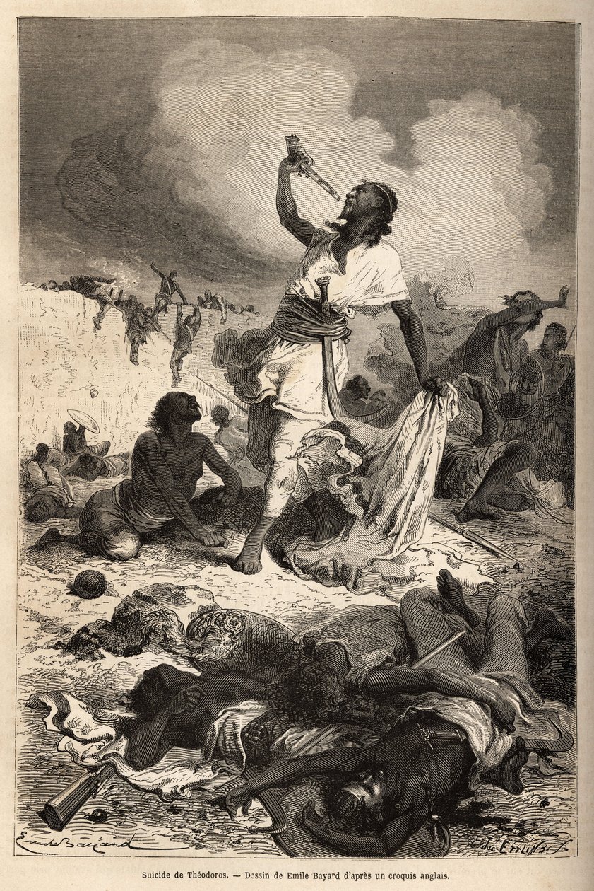 Theodoros II, kejser af Etiopien (ca. 1818-1868), selvmord i april af Unknown artist