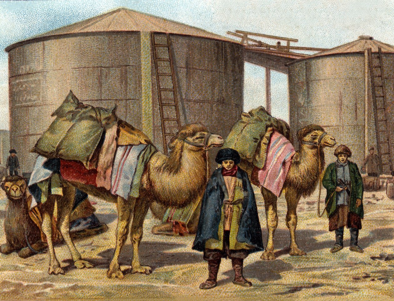 Transport af olie på kameler i Kaukasus. af Unknown artist