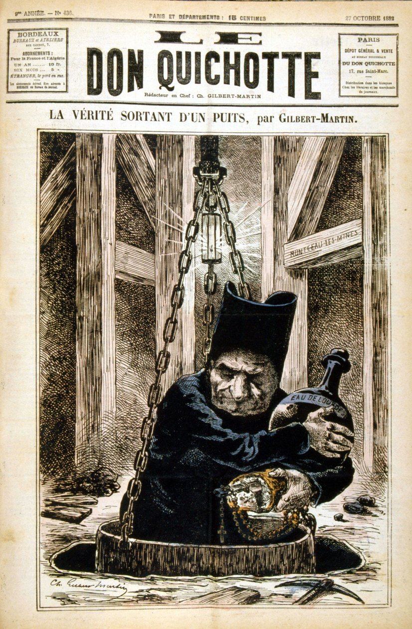 Sandheden kommer ud af en brønd - i Le Don Quixote du 27/10/1882 af Unknown artist