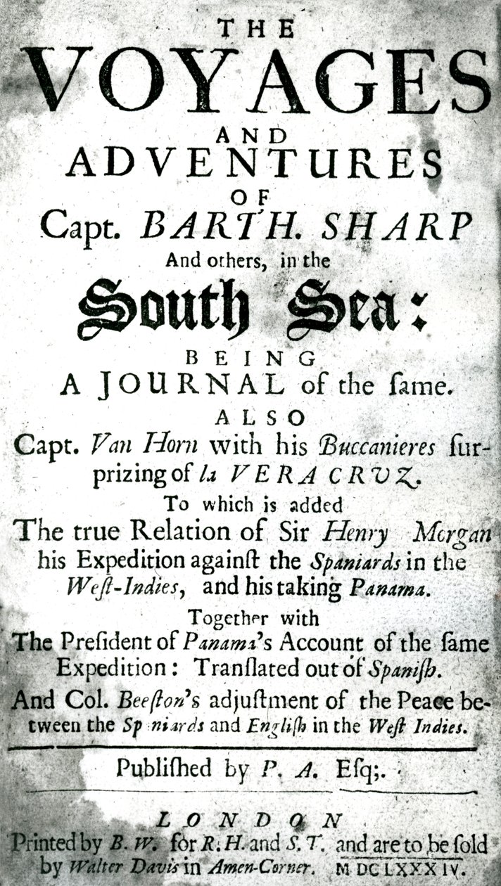 Kaptajn Bartholomew Sharps og andres rejser og eventyr i Sydhavet, ca. 1684 af Unknown artist