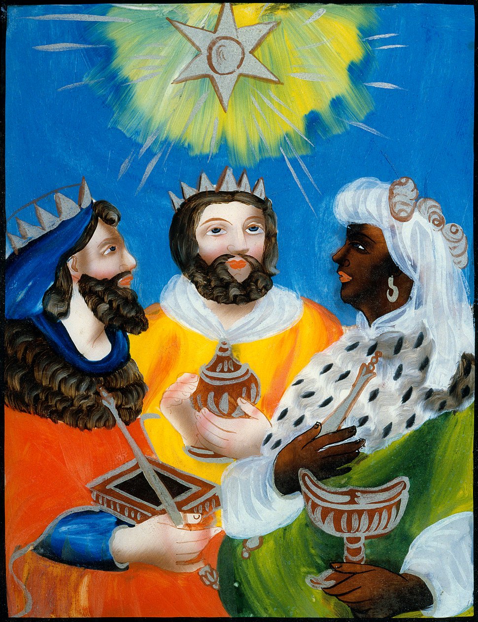 Vismændene Balthazar, Melchior, Gaspard Glasmaleri eller anonym fast. 19. århundrede. Paris. Museum for populær kunst og tradition af Unknown artist