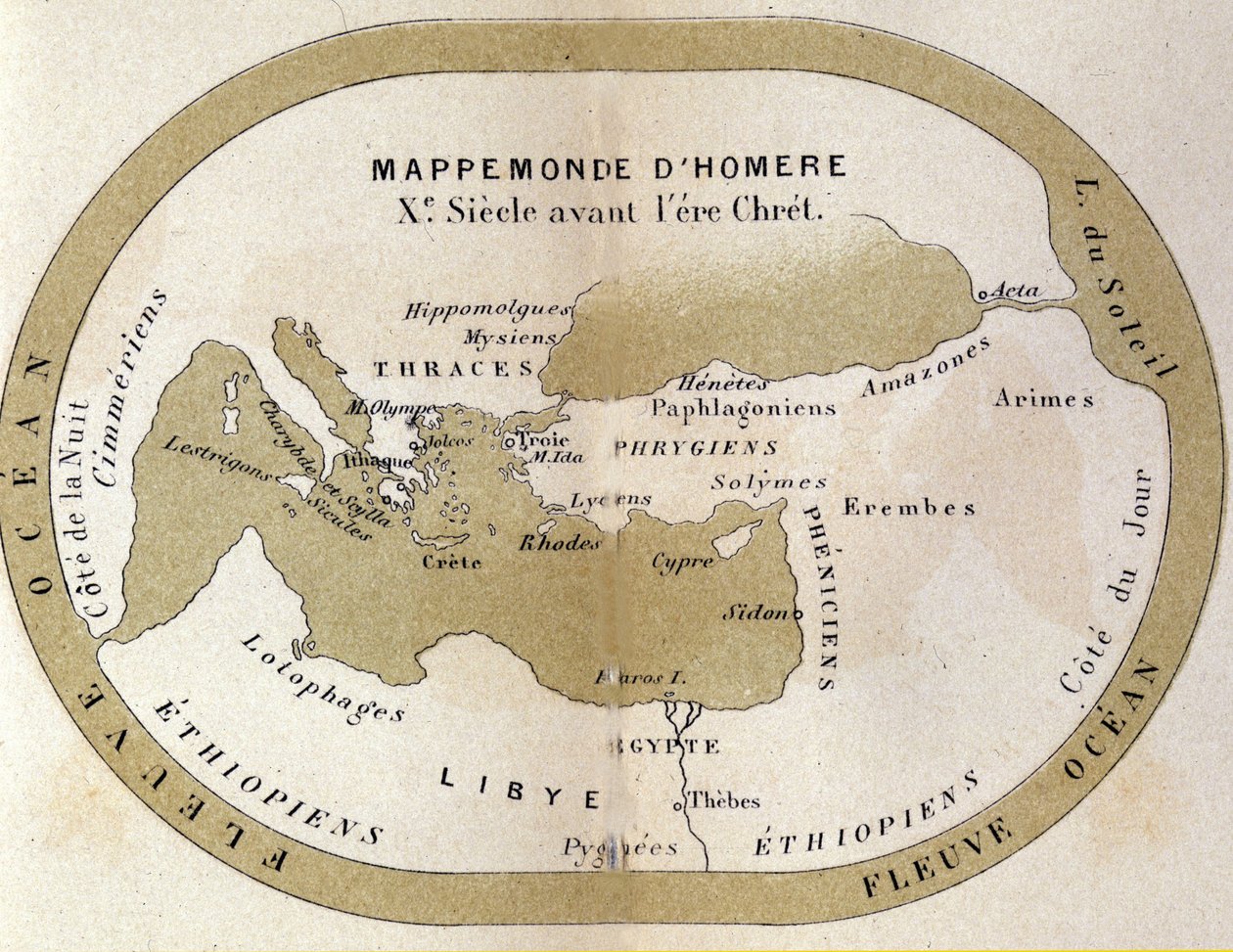 Verdenskortet af Homer. 9. århundrede f.Kr. af Unknown artist