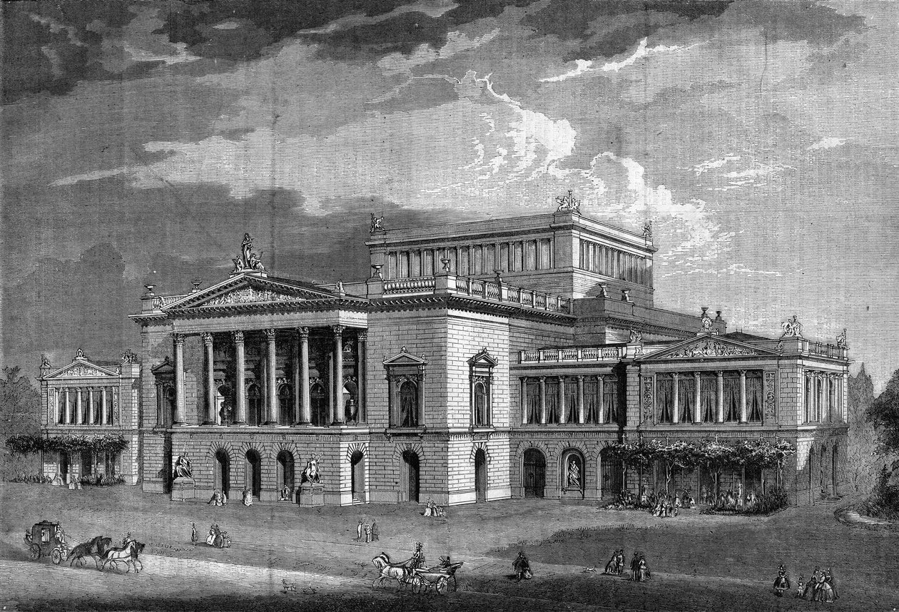 Teater i Leipzig, begyndelsen af byggeriet af Berlin-arkitekten Langhaus. I “” L