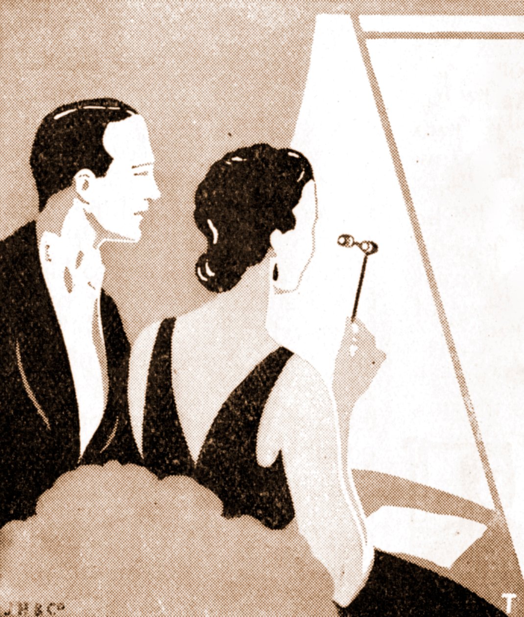 Teaterpublikum - elegant par til en teaterforestilling af Unknown artist