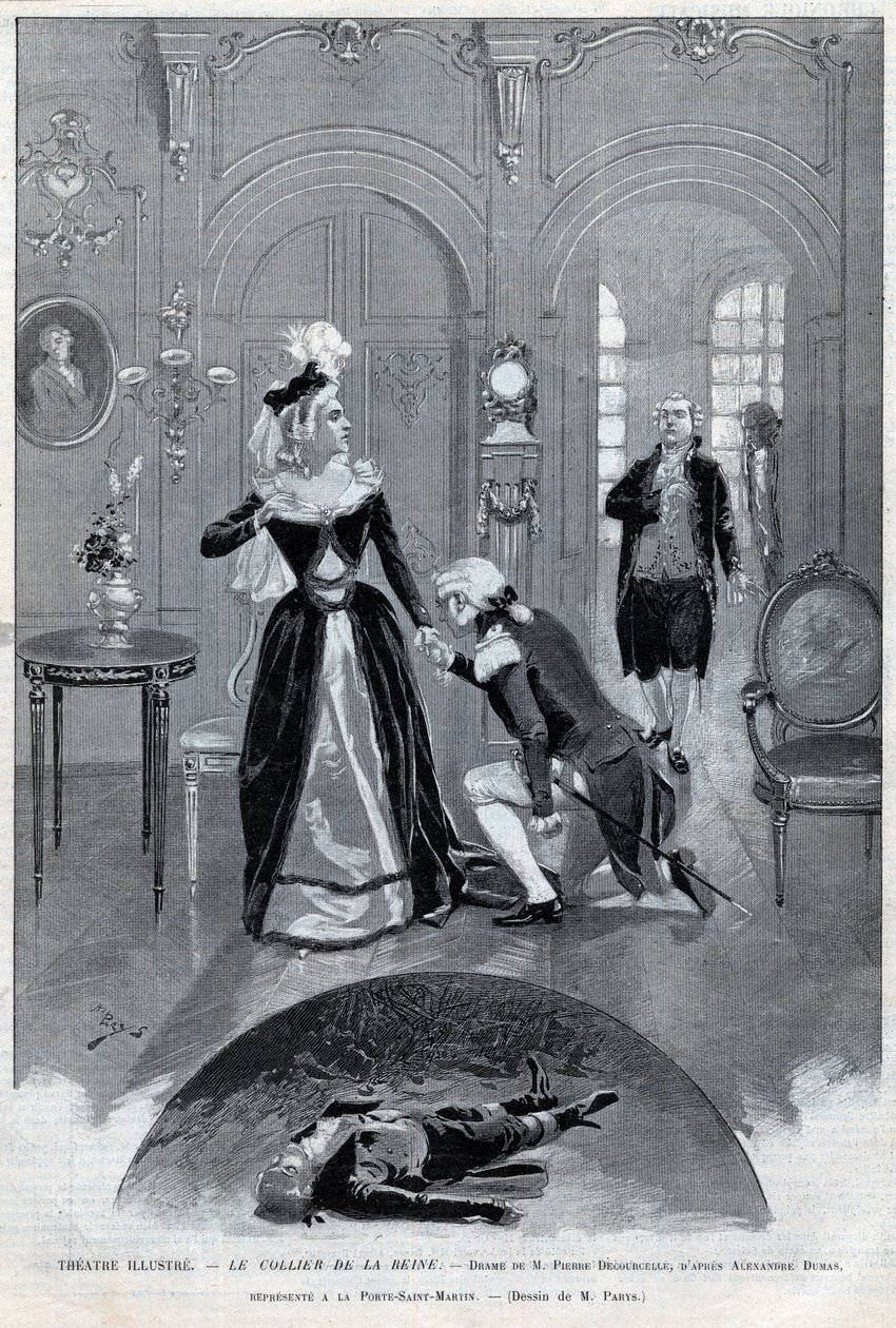 Teater berømt - "" Dronningens halskæde"" (Affære) drama af Pierre Decourcelle af Alexandre Dumas pere - "" Dronningens halskæde"" skuespil i 5 akter og 13 malerier, Paris, 31. januar 1895, Theatre de la Porte Saint-Martin af Unknown artist
