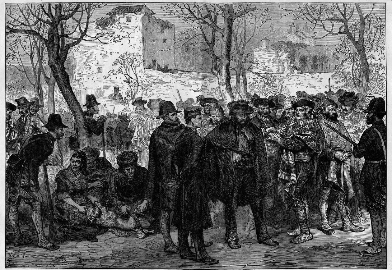 Tredje Carlistkrig (1872-1876): Carlistfanger i Alhambre i Granada. af Unknown artist