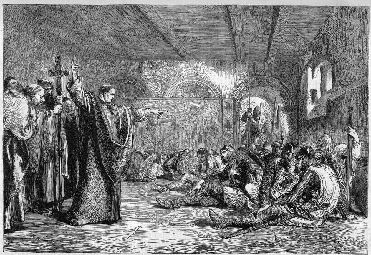 Thomas Becket døde, 29. december 1170: ærkebiskoppen af Cantorbery Saint Thomas of Canterbury (1117-1170) mødte i sine lejligheder sine lejemordere, ridderne Vilhelm af Tracy, Richard Bretonen, Reginald Fitzurse, Hugues af Morville (tilhængere af kong H. af Unknown artist