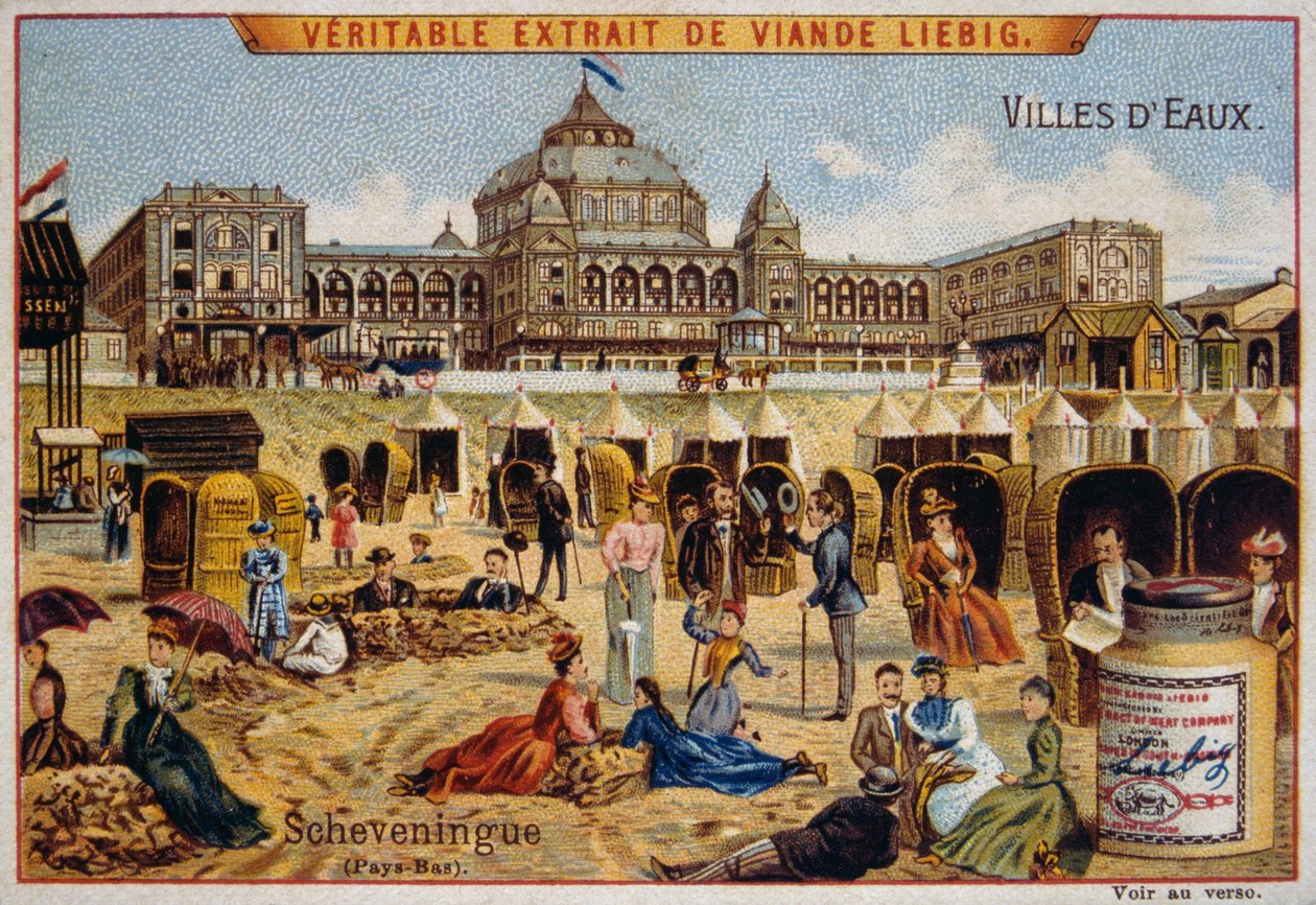 Turister på en strand i Scheveningen, Holland af Unknown artist