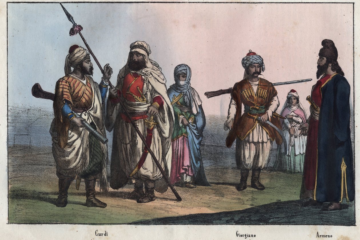 Traditionelle kurdiske kostumer - georgisk - armensk - af Unknown artist