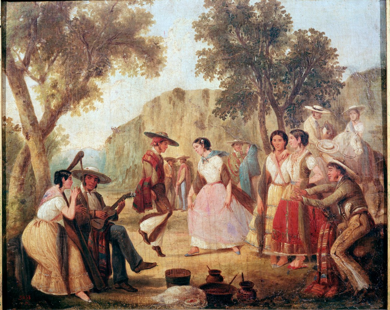 Traditionel mexicansk dans Maleri af det 19. århundredes Mexico, National Historic Museum, Chapultepec Castle af Unknown artist