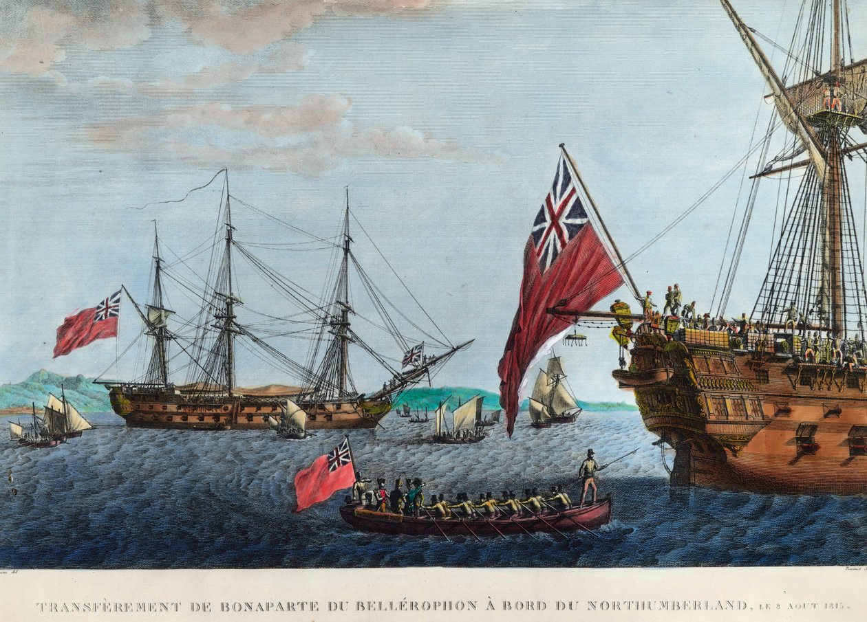 Transfer fra Napoleon 1. af Bellerophon til Northumberland den 8. august af Unknown artist