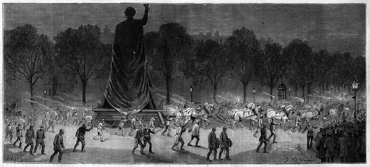 Oversættelse af statuen af Republique (Marianne i bronze, 9,50 m høj), fra hr. Thiebauts værksteder på Place de la Republique i Paris i 1883 af Unknown artist
