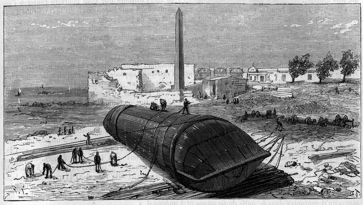 Transport af obelisken kendt som "Aiguille de Cleopatre" fra Egypten til England af Unknown artist