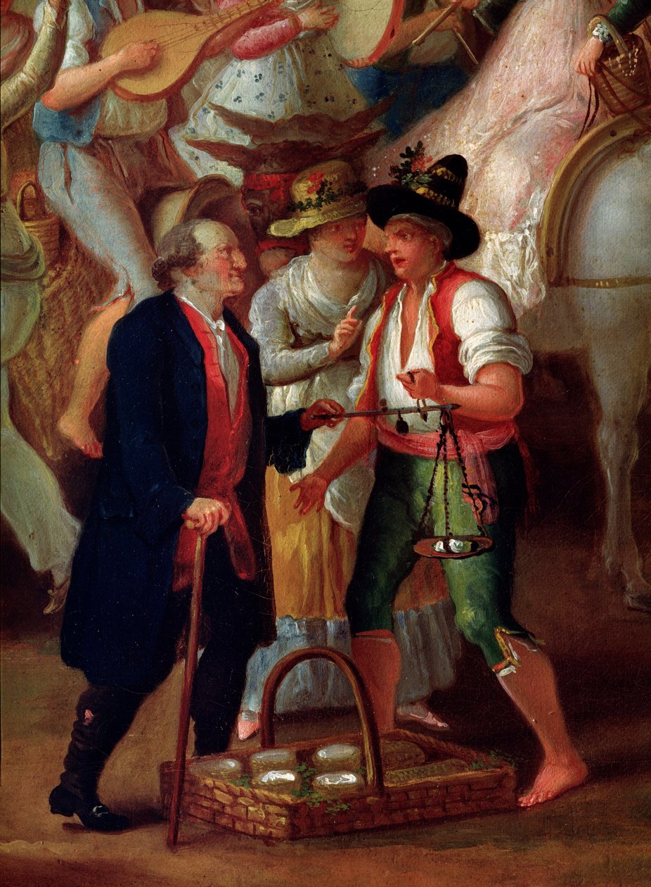 Omrejsende sælger af mozzarellaer Anonymt maleri. 1800-tallets Napoli, Museo di San Martino af Unknown artist